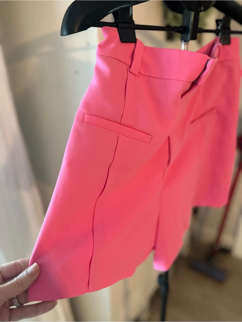 Zara Women's Pink High-Waist Tailored Shorts